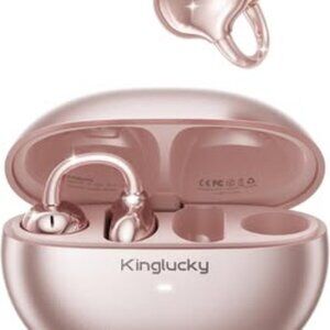 Kinglucky Upgraded Clip-On Open Ear Earbuds 50H Rose Gold